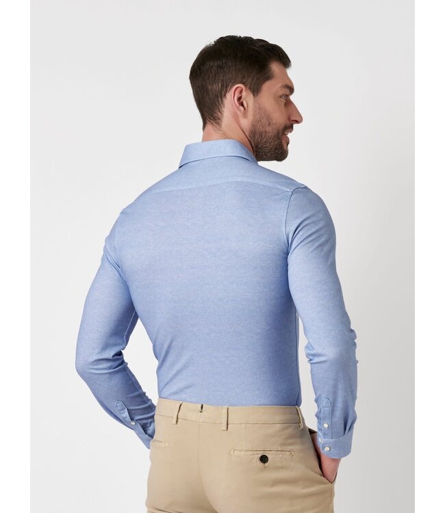 Desoto Luxury Line Overhemd, Herringbone Design, Supima Jersey Katoen, Lichtblauw, Cutaway Kraag