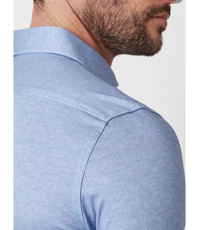 Desoto Luxury Line Overhemd, Herringbone Design, Supima Jersey Katoen, Lichtblauw, Cutaway Kraag