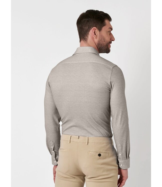 Desoto Luxury Line Overhemd, Herringbone Design, Supima Jersey Katoen, Beige, Cutaway Kraag