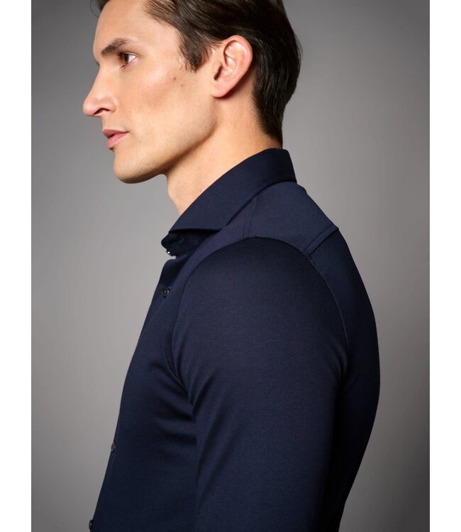 Desoto Luxury Line Overhemd, Supima Jersey Katoen, Donkerblauw, Cutaway Kraag