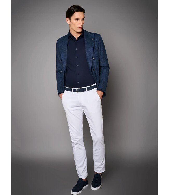 Desoto Luxury Line Overhemd, Supima Jersey Katoen, Donkerblauw, Cutaway Kraag