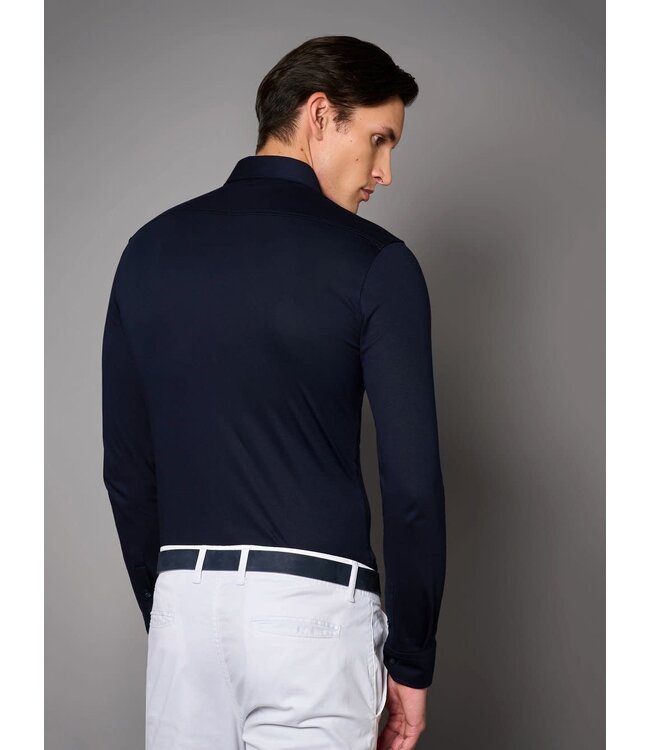 Desoto Luxury Line Overhemd, Supima Jersey Katoen, Donkerblauw, Cutaway Kraag