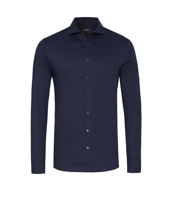 Desoto Luxury Line Overhemd, Supima Jersey Katoen, Donkerblauw, Cutaway Kraag