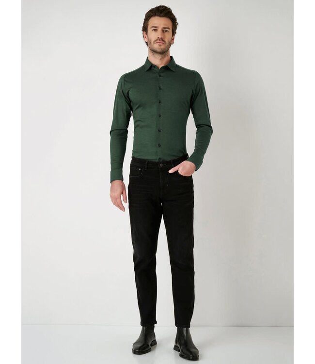 Desoto Heren, Jersey Overhemd, Lange Mouw, Kent Kraag, Petrol Groen