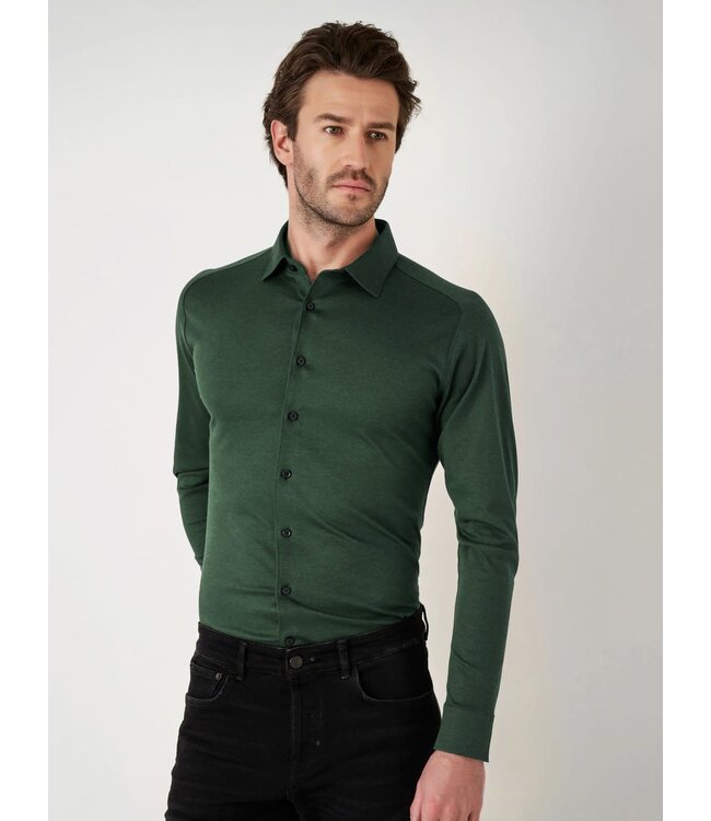 Desoto Heren, Jersey Overhemd, Lange Mouw, Kent Kraag, Petrol Groen