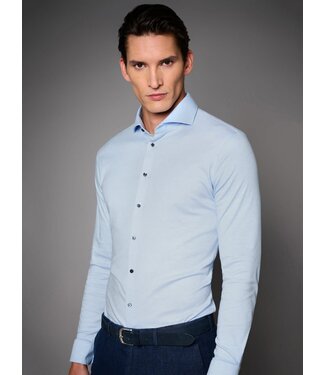 Desoto Luxury Line Desoto Luxury Line, Overhemd, Supima Jersey Katoen, Lichtblauw Piqué, Cutaway Kraag