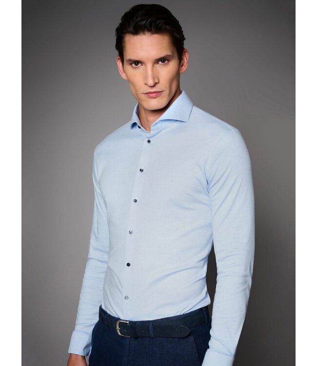 Desoto Luxury Line Overhemd, Supima Jersey Katoen, Lichtblauw,  Cutaway Kraag