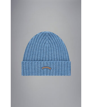 Paul & Shark Paul & Shark, Muts / Beanie, Wol, Gebreid, IJsblauw, Moon Logo, One Size