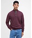 Barbour Trui, Half-Zip, Bordeaux Rood Gemeleerd, Tartan Accenten