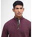 Barbour Trui, Half-Zip, Bordeaux Rood Gemeleerd, Tartan Accenten