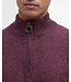 Barbour Trui, Half-Zip, Bordeaux Rood Gemeleerd, Tartan Accenten