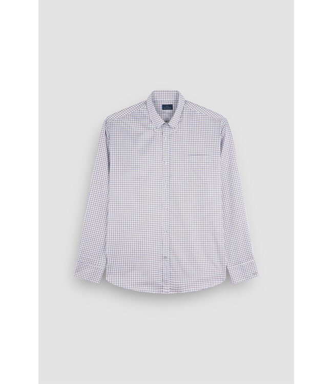 Paul & Shark Overhemd, Wit, Blauw, Okergeel, Geruit,  Easy Care