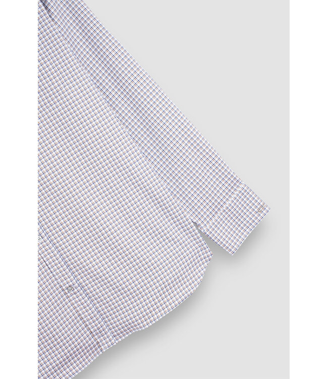 Paul & Shark Overhemd, Wit, Blauw, Okergeel, Geruit,  Easy Care