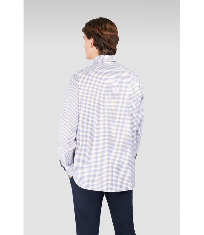 Paul & Shark Overhemd, Wit, Blauw, Okergeel, Geruit,  Easy Care