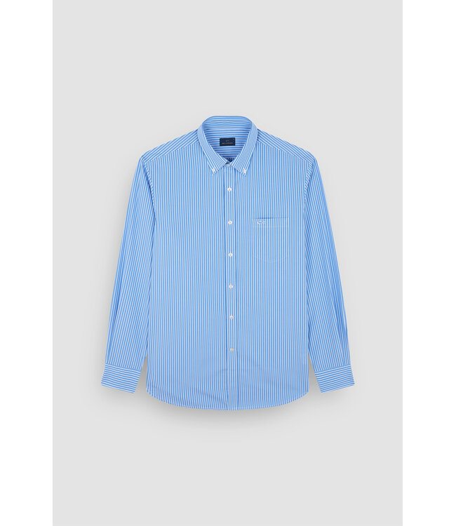 Paul & Shark Overhemd, Lichtblauw Wit Gestreept,  Easy Care