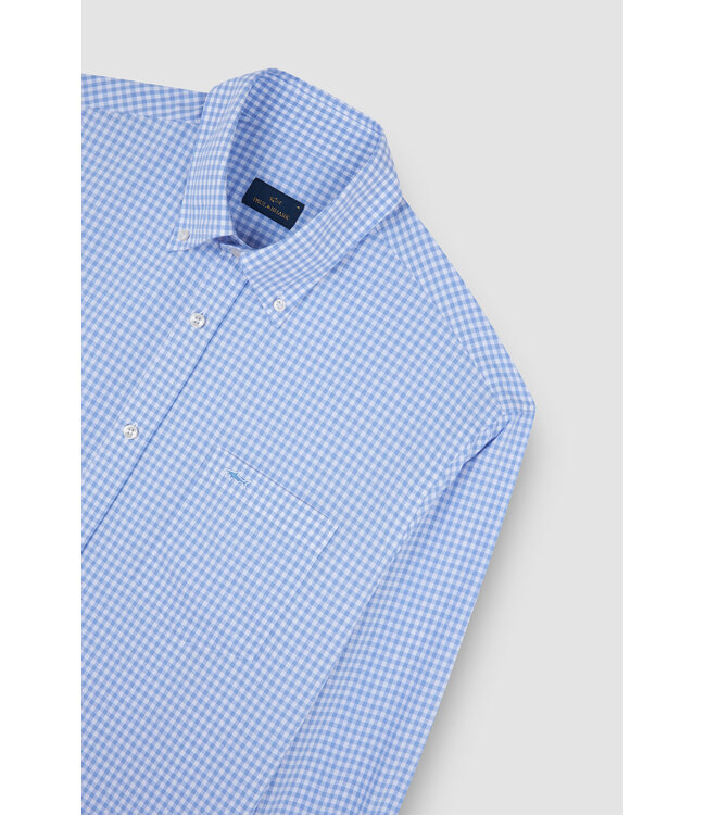 Paul & Shark Overhemd, Lange Mouw, Wit, Lichtblauw Geruit