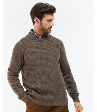 Barbour Barbour, Trui, Wol, Beige, Bruin Gemeleerd, Ronde Hals