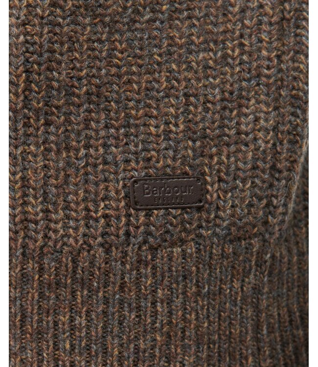 Barbour Trui, Wol, Beige, Bruin Gemeleerd, Ronde Hals