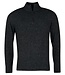 Barbour Half-Zip Trui, Zwart Gemeleerd, Wol, Zijde, Viscose