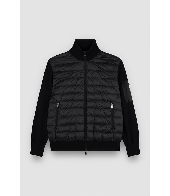 Paul & Shark Hybrid Vest met Rits, Tech Wol, Ultra Lichtgewicht Dons, Zwart