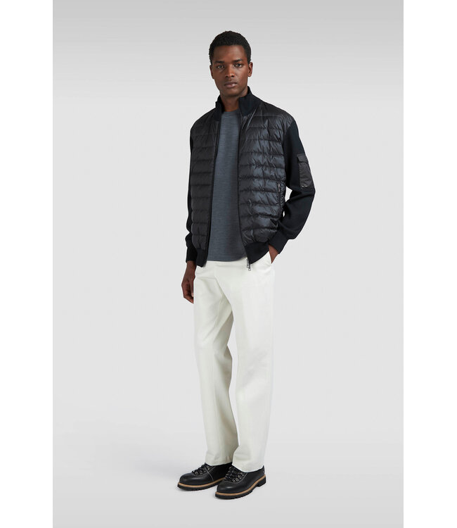 Paul & Shark Hybrid Vest met Rits, Tech Wol, Ultra Lichtgewicht Dons, Zwart