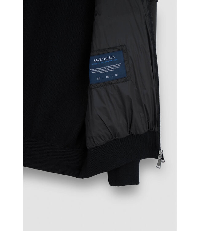 Paul & Shark Hybrid Vest met Rits, Tech Wol, Ultra Lichtgewicht Dons, Zwart