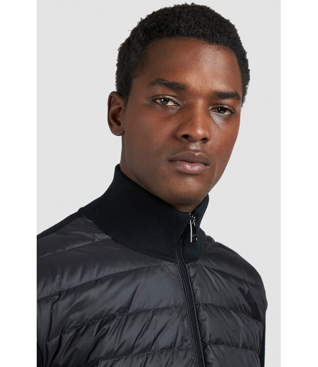 Paul & Shark Hybrid Vest met Rits, Tech Wol, Ultra Lichtgewicht Dons, Zwart