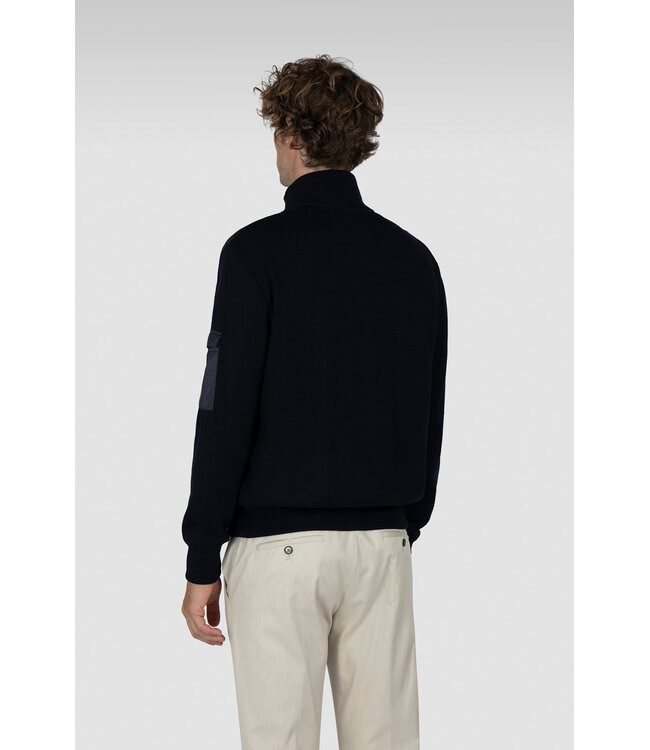 Paul & Shark Hybrid Vest met Rits, Tech Wol, Ultra Lichtgewicht Dons, Donkerblauw