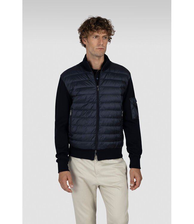 Paul & Shark Hybrid Vest met Rits, Tech Wol, Ultra Lichtgewicht Dons, Donkerblauw