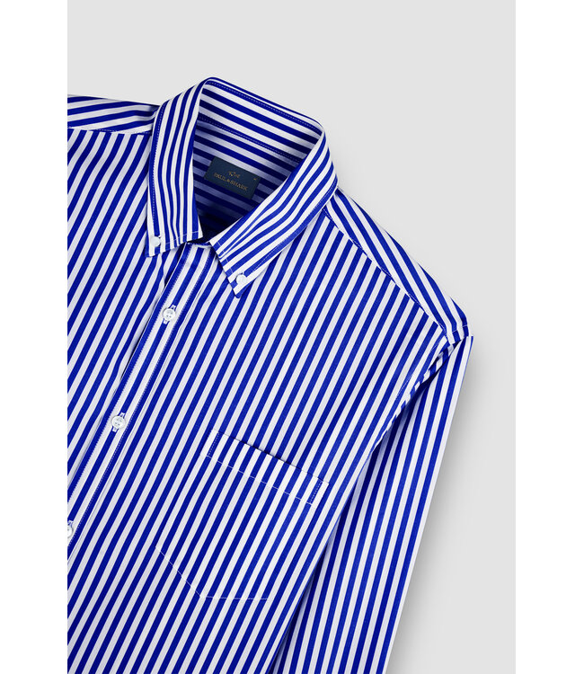 Paul & Shark Overhemd, Soft Touch Katoen, Wit, Blauw Gestreept,  Easy Care