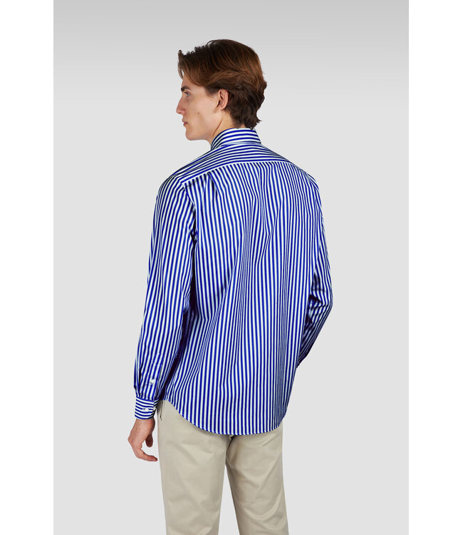 Paul & Shark Overhemd, Soft Touch Katoen, Wit, Blauw Gestreept,  Easy Care