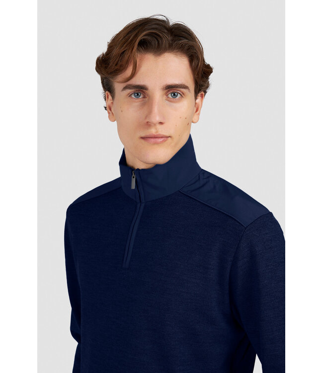 Paul & Shark Trui, Half-Zip, Typhoon RE-4x4 Stretch, Schouder Patches, Donkerblauw