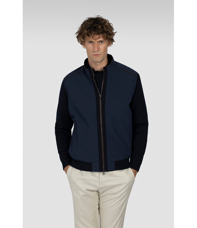 Paul & Shark Vest met Rits, Wol, Typhoon Re-4x4 Stretch Front met Suede Details, Donkerblauw