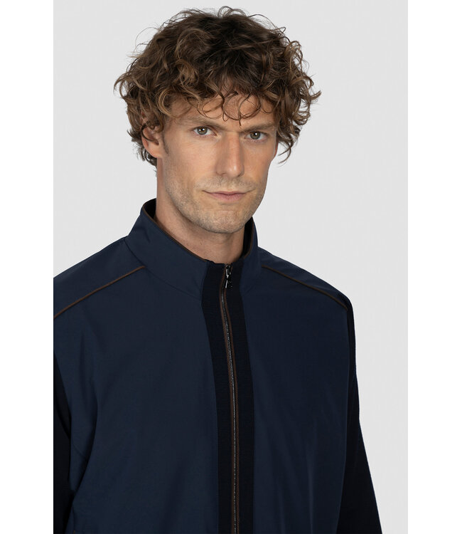 Paul & Shark Vest met Rits, Wol, Typhoon Re-4x4 Stretch Front met Suede Details, Donkerblauw