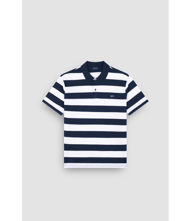 Paul & Shark Polo, Korte Mouw, Katoen, Wit, Blauw Gestreept