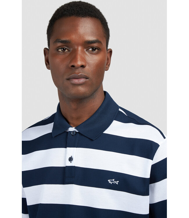 Paul & Shark Polo, Korte Mouw, Katoen, Wit, Blauw Gestreept