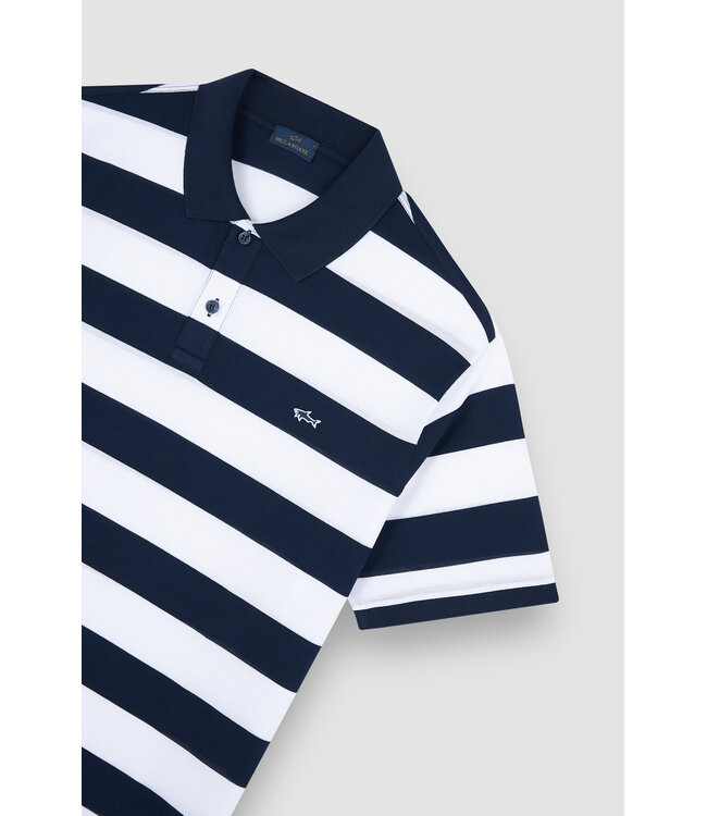 Paul & Shark Polo, Korte Mouw, Katoen, Wit, Blauw Gestreept