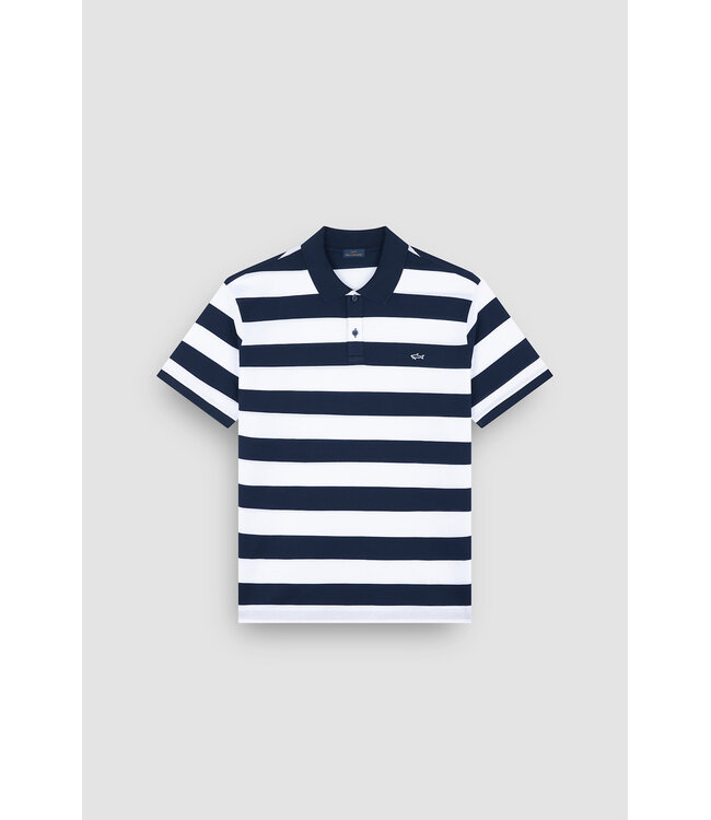 Paul & Shark Polo, Korte Mouw, Katoen, Wit, Blauw Gestreept
