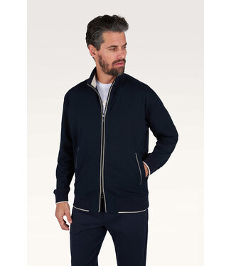 Paul & Shark Paul & Shark, Sweat Vest met Rits, X-Soft Katoen, Donkerblauw, Beige Accenten