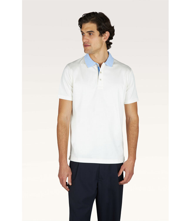 Paul & Shark Polo, Korte Mouw, Aqua Touch, Katoen, Off-White, Lichtblauwe Accenten