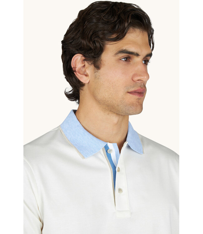 Paul & Shark Polo, Korte Mouw, Aqua Touch, Katoen, Off-White, Lichtblauwe Accenten
