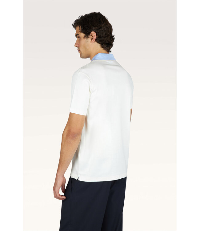 Paul & Shark Polo, Korte Mouw, Aqua Touch, Katoen, Off-White, Lichtblauwe Accenten