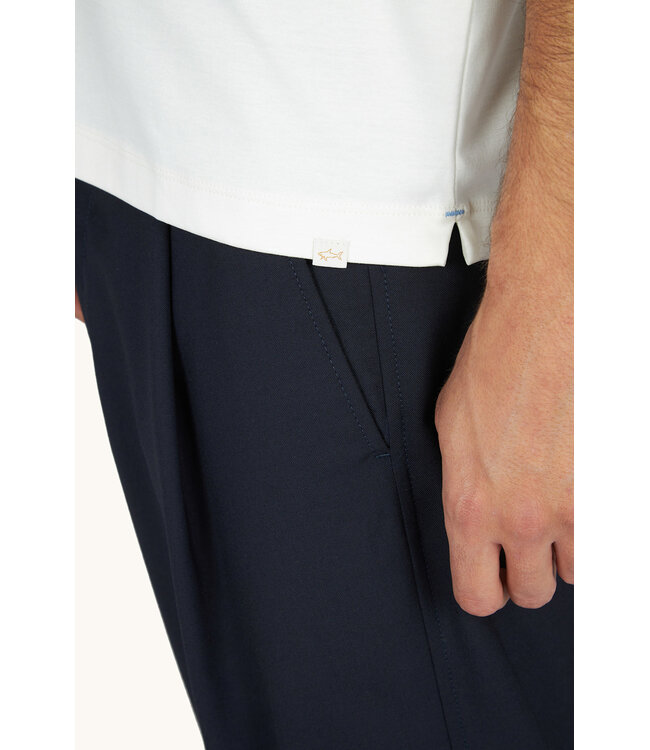 Paul & Shark Polo, Korte Mouw, Aqua Touch, Katoen, Off-White, Lichtblauwe Accenten