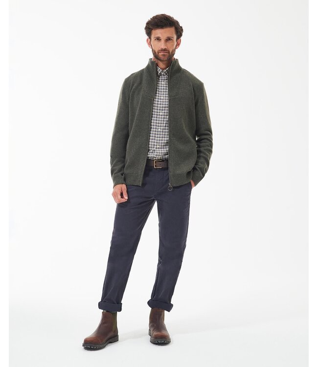 Barbour Vest met Rits, Lamswol, Groen Gemeleerd