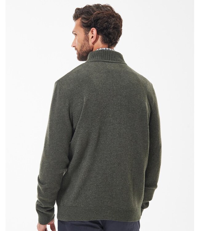 Barbour Vest met Rits, Lamswol, Groen Gemeleerd