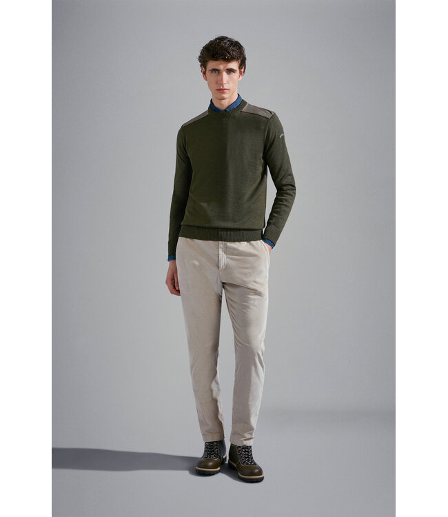 Paul & Shark Trui, Ronde-Hals, Typhoon RE-4x4 Stretch, Schouder Patches, Groen