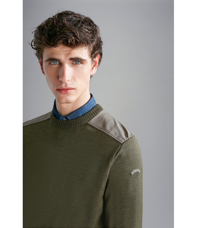 Paul & Shark Trui, Ronde-Hals, Typhoon RE-4x4 Stretch, Schouder Patches, Groen