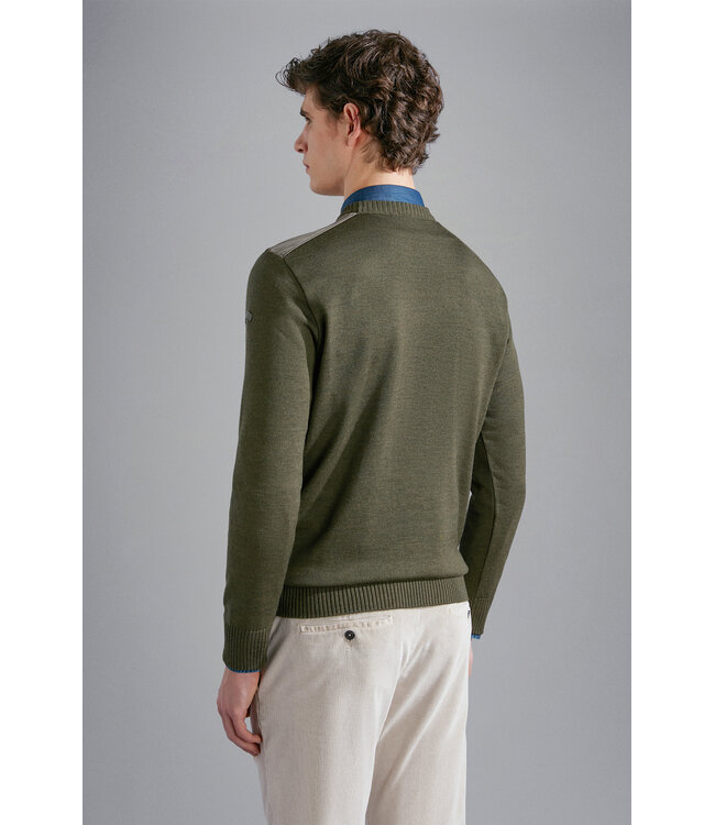 Paul & Shark Trui, Ronde-Hals, Typhoon RE-4x4 Stretch, Schouder Patches, Groen