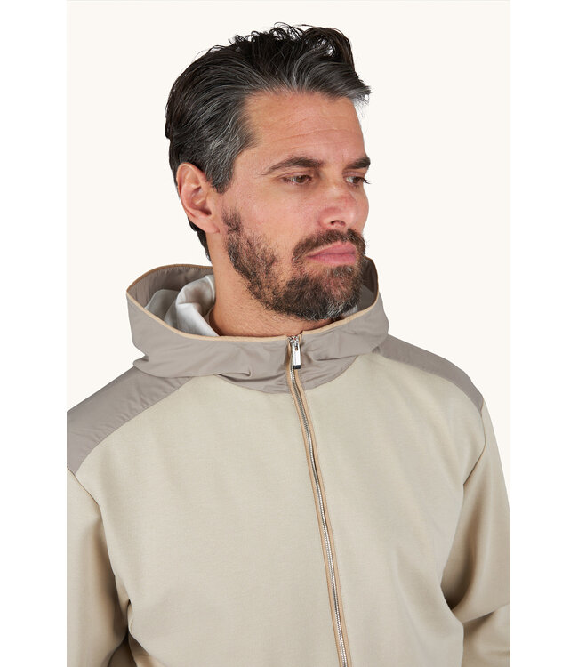 Paul & Shark Vest met Rits, X-Soft, Viscose, Typhoon Platinum, Alcantara Details, Beige