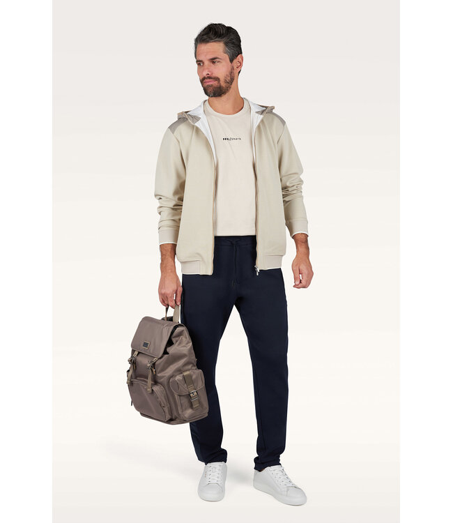 Paul & Shark Vest met Rits, X-Soft, Viscose, Typhoon Platinum, Alcantara Details, Beige